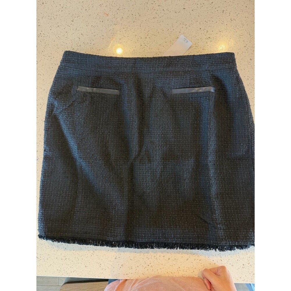 G by Giuliana Black Tweed Mini Skirt with Fringe Hem 20W